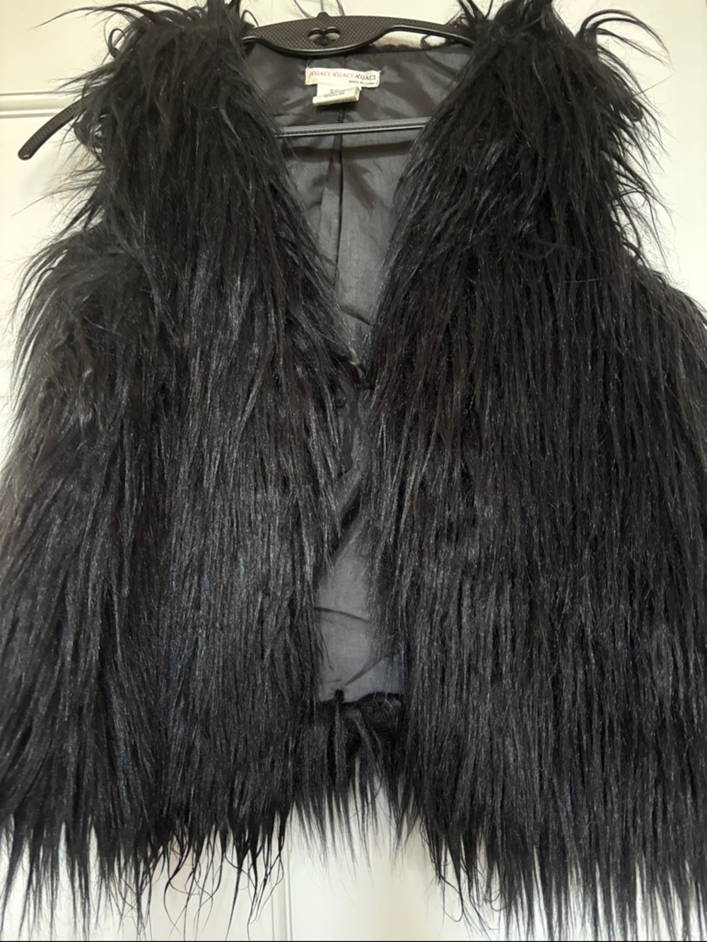 a'gaci Black Faux Fur Vest